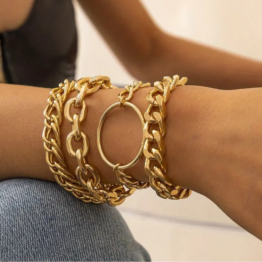 Golden Chain Bracelet Set of 4
